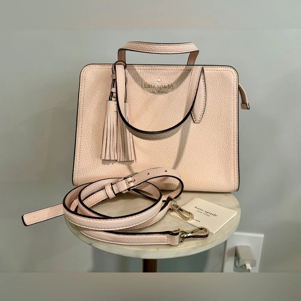 Kate Spade Rowe Medium Top Zip Satchel Peach Puff Blush Pink - Picture 2 of 13